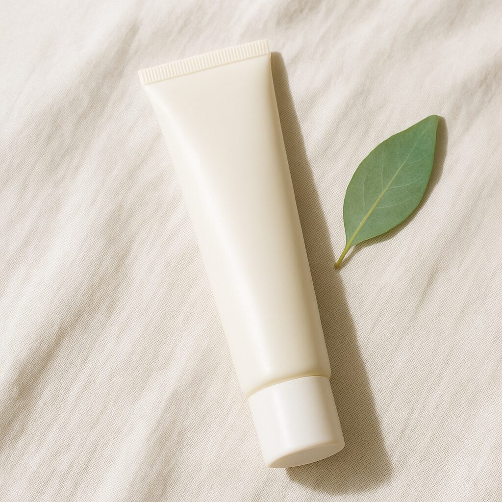 頬の赤みやピリピリ感をチェックする女性