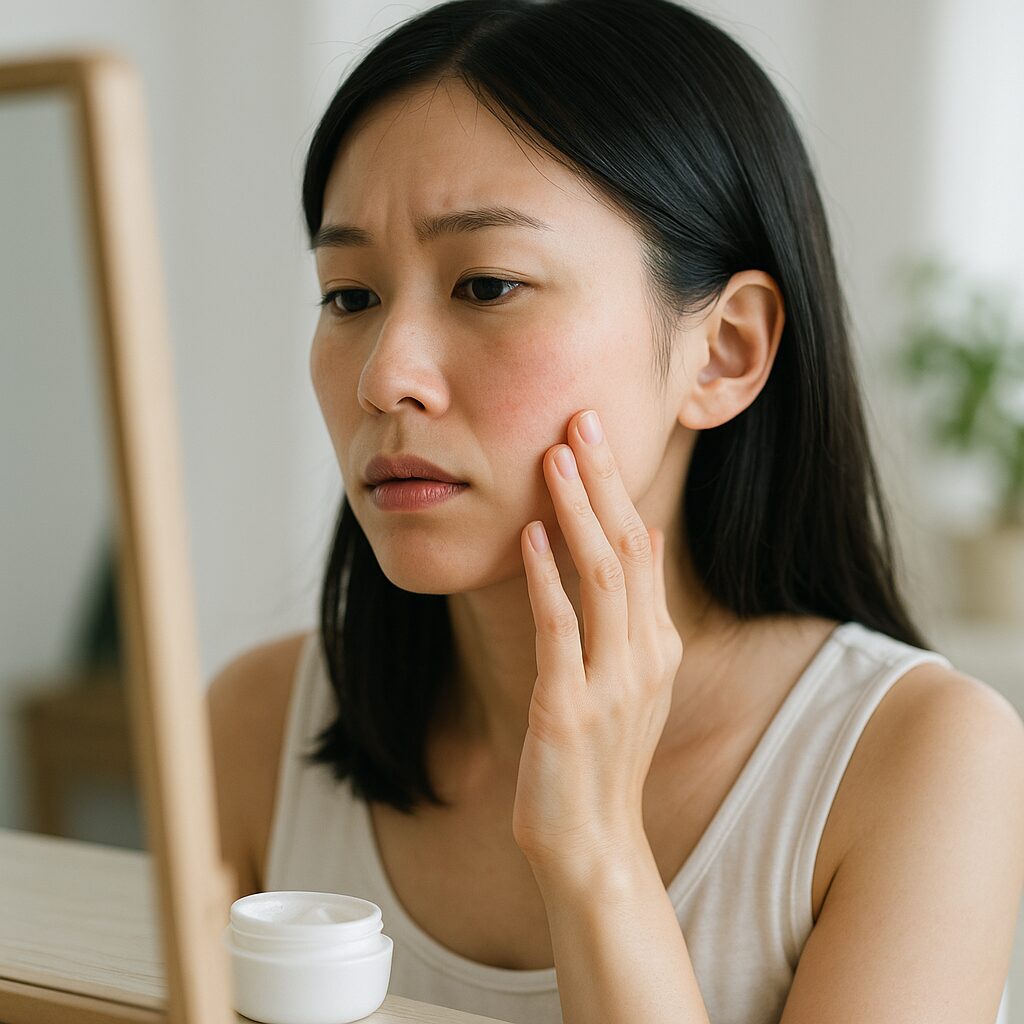 バリア機能が乱れた肌と整った肌を比較したイラスト