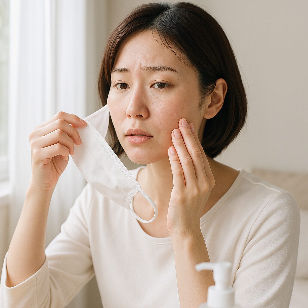 花粉シーズンに肌のゆらぎを気にしている女性