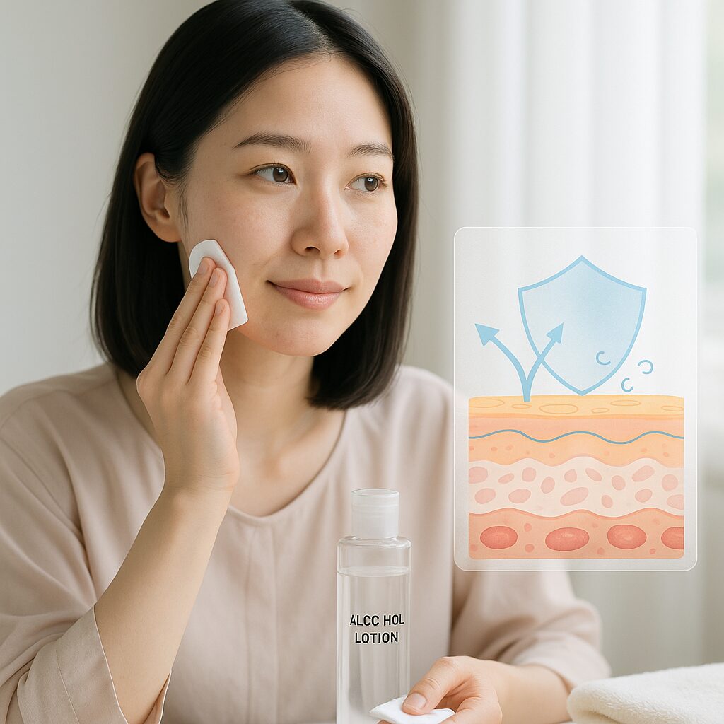 肌バリアと化粧水成分の関係を示すイメージイラスト