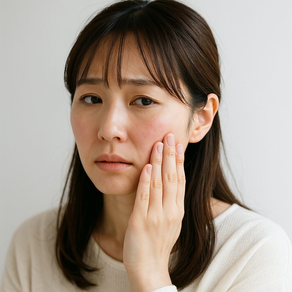 頬のピリつきが気になる女性のイメージ
