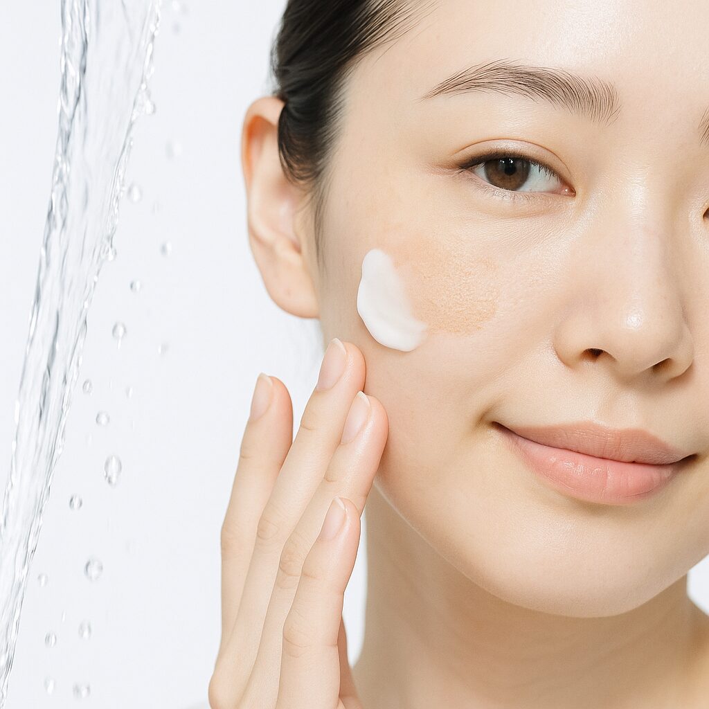 ファンデーションがのらずムラになっている肌のイメージ