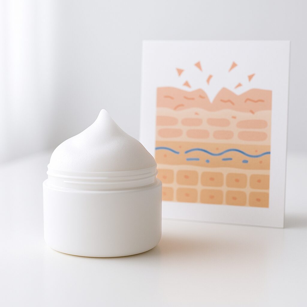 乾燥でバリア機能が乱れた肌構造のイメージイラスト