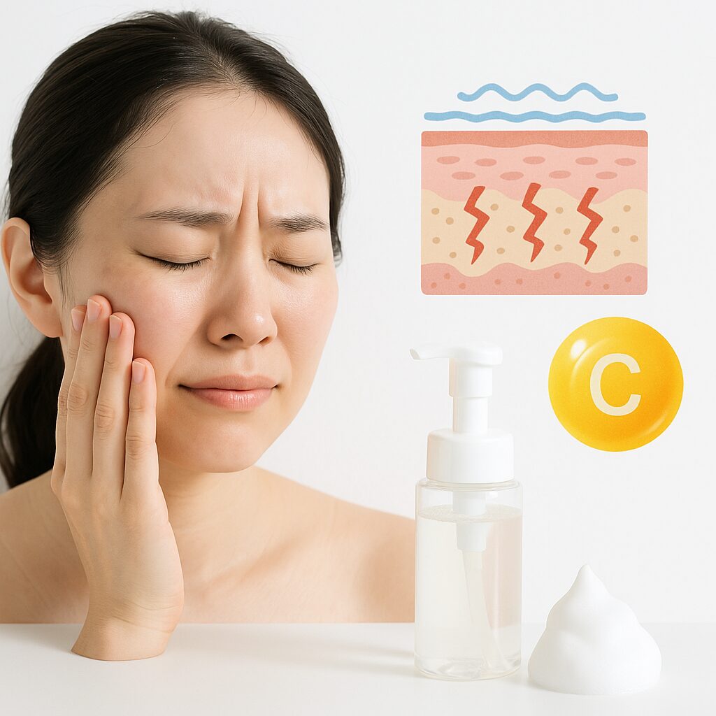 ビタミンCと肌バリアの関係を表すイメージイラスト