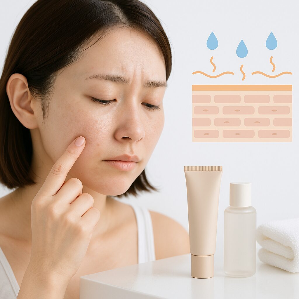 肌のバリア機能と水分油分バランスのイメージイラスト