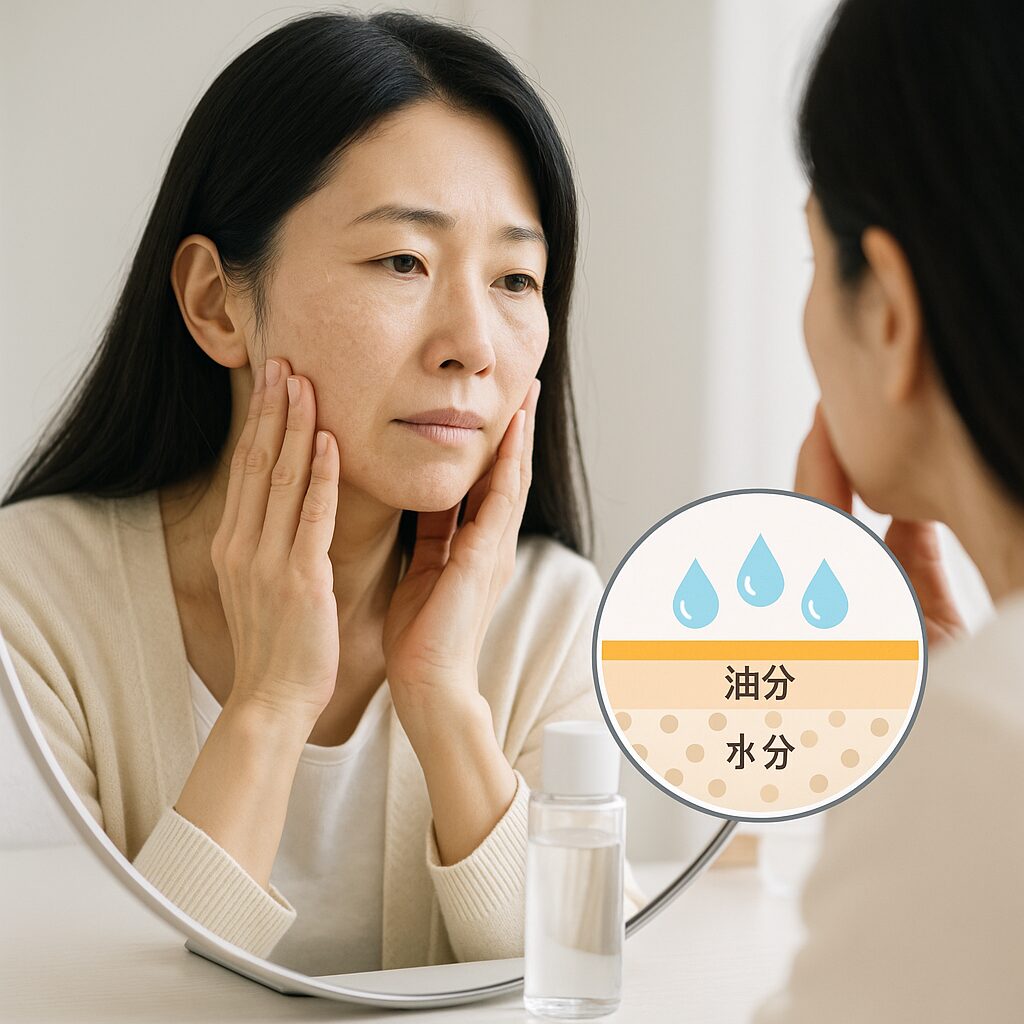 肌の水分と油分のバランスを図解したイメージ