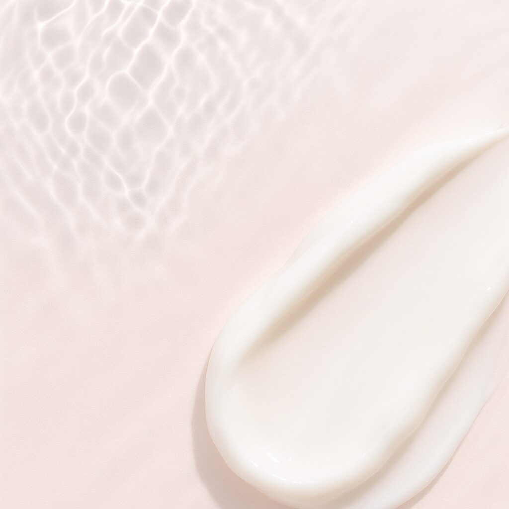 冷房の効いたオフィスで顔の乾燥を気にしている女性