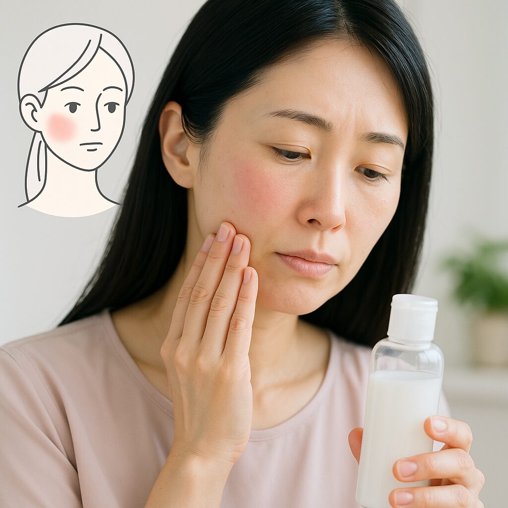 頬の部分だけバリア機能が弱っている様子のイラスト