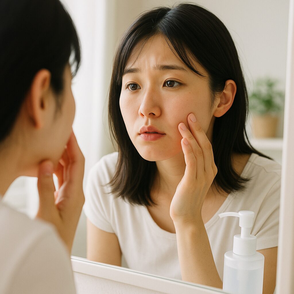 季節の変わり目に化粧水のピリつきが気になっている女性