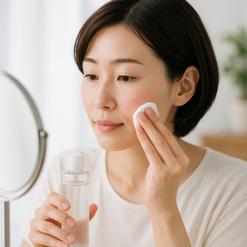 やさしくベースメイクをする女性のイメージ